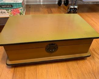 #232 Antique Gold Box w/hinge fastener - 18x11x7 $20.00