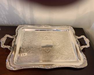 #26 Silverplated Rectangular Tray w/handles by WW Rogers - 24x14 $35.00