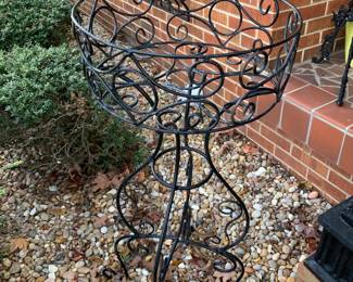 #78 Black Metal Plant Stand w/round Basket top - 17x41 $60.00