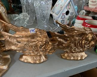 #195 Heavy Copper Painted Cast Metal Angel Candle holders - sold as a pair $20.00