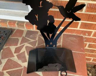 #76 Cut Metal Bird Black Hose Reel w/hummingbird on it - 17" Tall $30.00