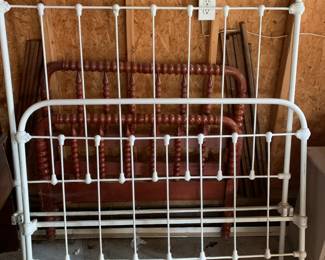 #176 White Iron Full Size Headboard/Footboard w/rails $75.00