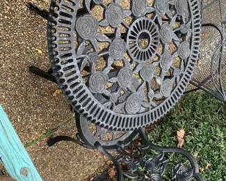 #134 Cast Iron Table w/1 Bistro Chair - Heavy - You Move - 25x27 Table $75.00