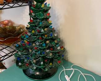 #48 Ceramic Christmas Tree (top is cracked and missing star) 18" Tall - as is $50.00