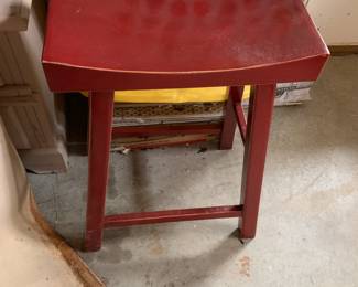 #181 Wood Bar Stool Painted Red - 25" Seat height $20.00