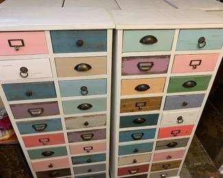 #4	Wood Storage cabinet w/20 colored Drawers - 22x13x51	 $75.00 			
#5	Wood Storage cabinet w/20 colored Drawers - 22x13x51	 $75.00 			
#6	Wood Storage cabinet w/20 colored Drawers - 22x13x51	 $75.00 			
#7	Wood Storage cabinet w/20 colored Drawers - 22x13x51	 $75.00 			
#8	Wood Storage cabinet w/20 colored Drawers - 22x13x51	 $75.00 			
#9	Wood Storage cabinet w/20 colored Drawers - 22x13x51	 $75.00 			
#10	Wood Storage cabinet w/20 colored Drawers - 22x13x51	 $75.00 			
TOTAL OF 7 CHEST