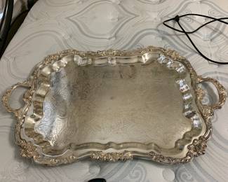 #61 Sheridan Silverplate Silver Serving Tray w/handles - 30x17 $65.00