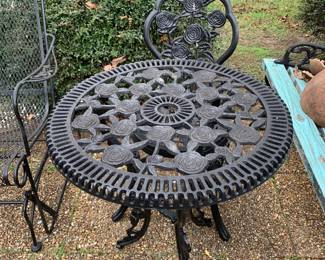 #134 Cast Iron Table w/1 Bistro Chair - Heavy - You Move - 25x27 Table $75.00
