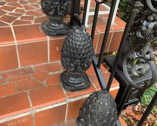 #77 Black Concrete Pineapple - set of 3 - approx 14" Tall $60.00