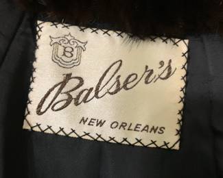 #64 Black Mink Fur Coat - Size M - Balser's - made in New Orleans $125.00