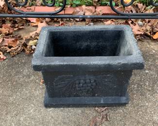 #98 Black Painted Rectangular Planter Concrete w/grapes on Side - 13x8 $25.00