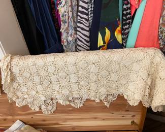 many crocheted spreads and table clothes 20-50$$