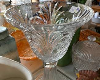 #194 Heavy Leaded Trifle Crystal pedestal Vase - 14" Tall $30.00