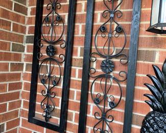 #75 Pair of Black Wood & Aluminum Wall Art - 12x40 each Panel $20.00