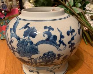 #236 Blue & White Flower Pot - 8" Tall $20.00
