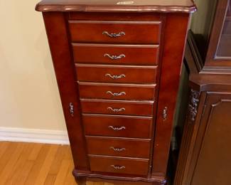 #19 Wood Jewelry Armoire w/flip-up top and flip-open Sides - 18x15x39 $75.00
