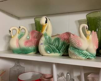 #211 Vintage McCoy Graceful Swan Planter, Double Swan Planters - 3 pieces $30.00