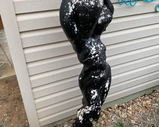 #155 Concrete Tall Black Painted Statue of Lady holding a vase - 49" Tall $120.00