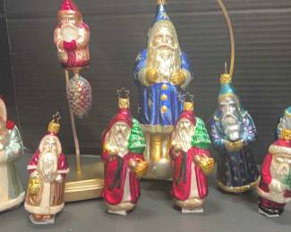  Nine German Made Santa Glass Ornaments STAND NOT INCLUDED 