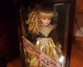 Little Ladies Doll in wood glass case