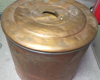Antique Copper Wash Tub with Lid!