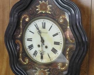 1800's French Bakers Clock with Mother of Pearl Inlay!