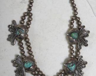 Native American Silver Squash Blossom Necklace!