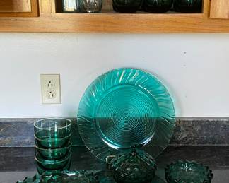 Teal glass items