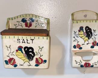 Antique salt box and match holder