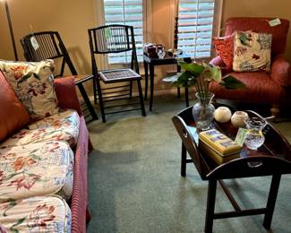 furniture and antique red wicker set