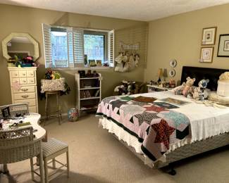 bedroom furniture pieces and handmade quilts