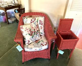 vintage red wicker furniture
