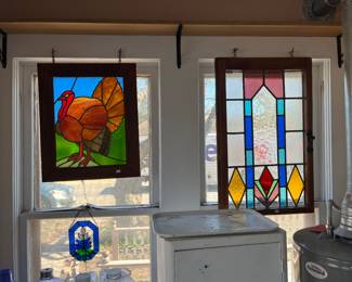 Framed stained glass panels