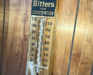 RARE "Lash's Bitters" wooden advertising thermometer