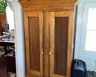 VERY TALL ANTIQUE ARMOIRE - BEAUTIFULLY REFINISHED!