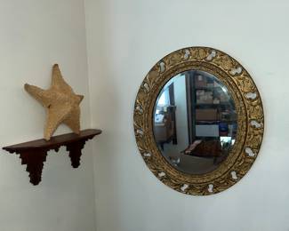 Antique framed beveled glass mirror