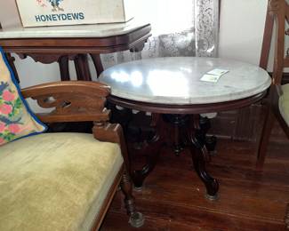 Pair of vintage Victorian marble-top tables