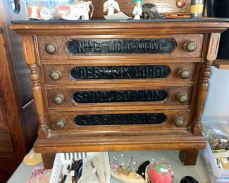 RARE and excellent J&P Coats 4dr. spool cabinet