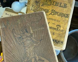 Pair of antique books illustrated by Gustave Dore