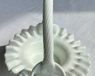 Fenton Milk Glass Hobnail Basket