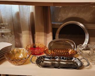 Various vintage serving pieces