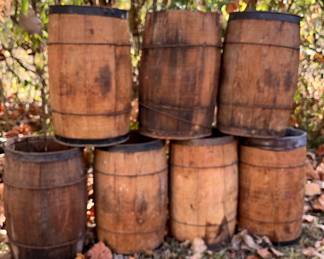 Vintage Wood wire Steel Banded Nail Keg Barrels