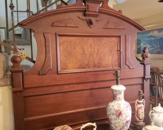 Tall Victorian Walnut Bed