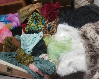 BOXES of Vintage Fabric, Fur Remnants, etc.