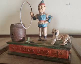 Antique Jumping Dog Iron Bank