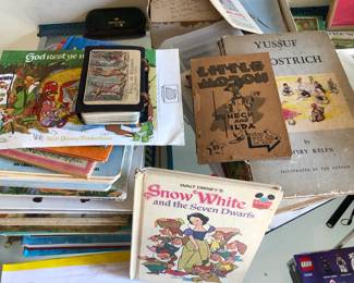 Bookcase of Vintage Children's Books, many Disney