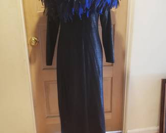 Exotic Feathered Evening Gown
