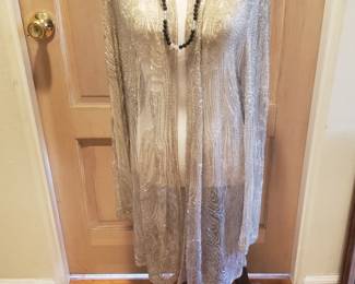 Antique Hand-Beaded Jacket w/ Ostrich Feather Boa