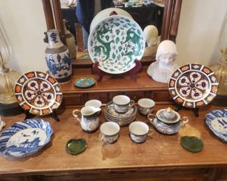 Pair of Imari Plates; Chinese Dragon Plate; Chines Dragon Tea Set; Antique Chinese Vase