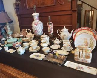 Assortment of Fine China and Vintage Lamps